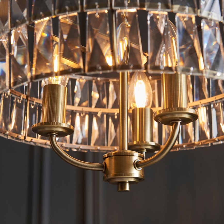 Endon 106243 - Chain-hung chandelier CLIFTON 3xE14/6W/230V Ø 38.5 cm brass/clear