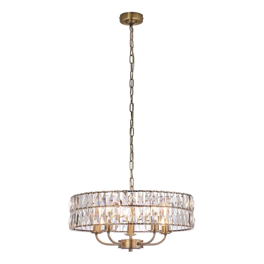 Endon 106244 - CLIFTON Chain-hung Chandelier 5xE14/6W/230V Brass/Clear