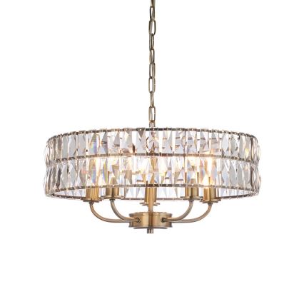 Endon 106244 - CLIFTON Chain-hung Chandelier 5xE14/6W/230V Brass/Clear