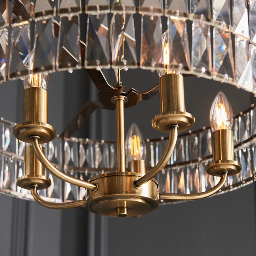 Endon 106244 - CLIFTON Chain-hung Chandelier 5xE14/6W/230V Brass/Clear