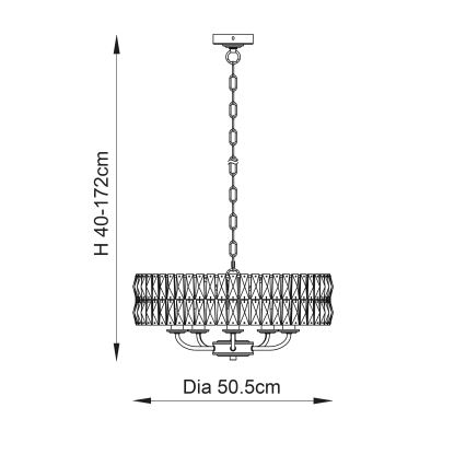 Endon 106244 - CLIFTON Chain-hung Chandelier 5xE14/6W/230V Brass/Clear