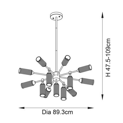 Endon 106256 - Chandelier on a pole TOUR 13xG9/3W/230V brass