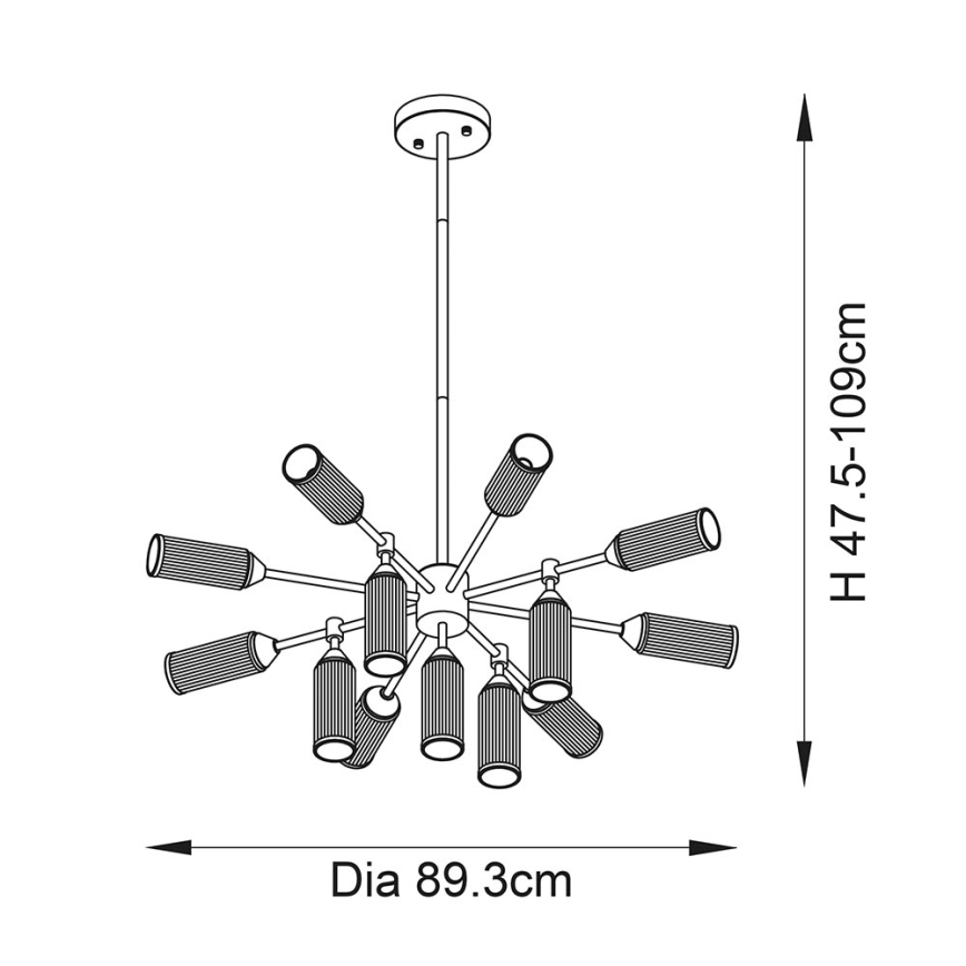 Endon 106256 - Chandelier on a pole TOUR 13xG9/3W/230V brass