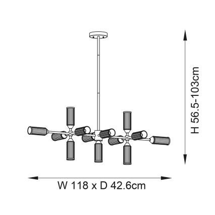 Endon 106259 - Chandelier on a pole TOUR 13xG9/3W/230V brass