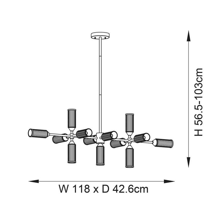 Endon 106259 - Chandelier on a pole TOUR 13xG9/3W/230V brass