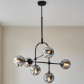 Endon 106661 - ONTARIO rod-mounted chandelier 6xE14/7W/230V black/smoked black