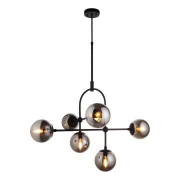 Endon 106661 - ONTARIO rod-mounted chandelier 6xE14/7W/230V black/smoked black