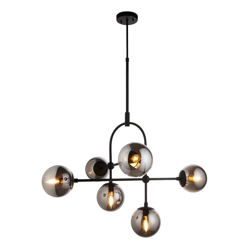 Endon 106661 - ONTARIO rod-mounted chandelier 6xE14/7W/230V black/smoked black