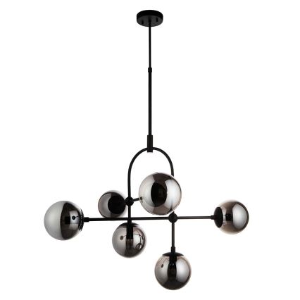Endon 106661 - ONTARIO rod-mounted chandelier 6xE14/7W/230V black/smoked black