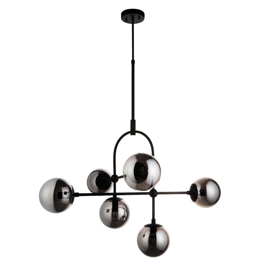 Endon 106661 - ONTARIO rod-mounted chandelier 6xE14/7W/230V black/smoked black