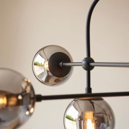 Endon 106661 - ONTARIO rod-mounted chandelier 6xE14/7W/230V black/smoked black