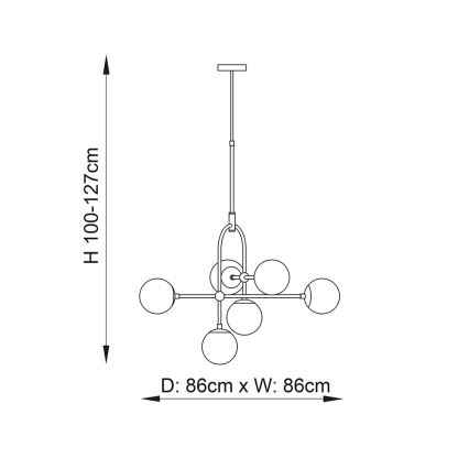 Endon 106661 - ONTARIO rod-mounted chandelier 6xE14/7W/230V black/smoked black