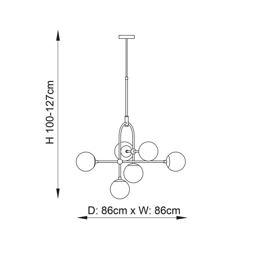 Endon 106661 - ONTARIO rod-mounted chandelier 6xE14/7W/230V black/smoked black