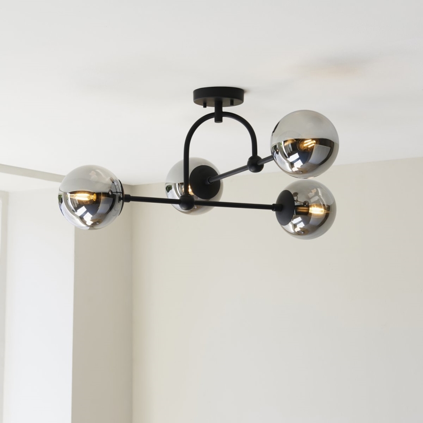 Endon 106662 - Surface-mounted chandelier ONTARIO 4xE14/7W/230V black/smoky