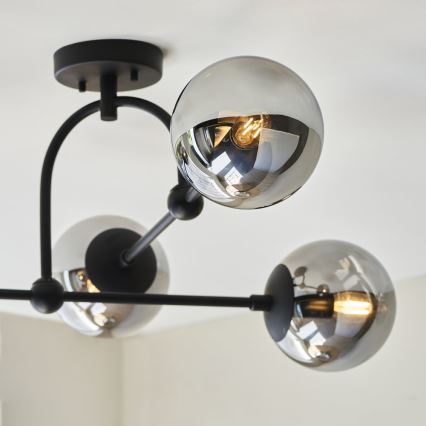 Endon 106662 - Surface-mounted chandelier ONTARIO 4xE14/7W/230V black/smoky