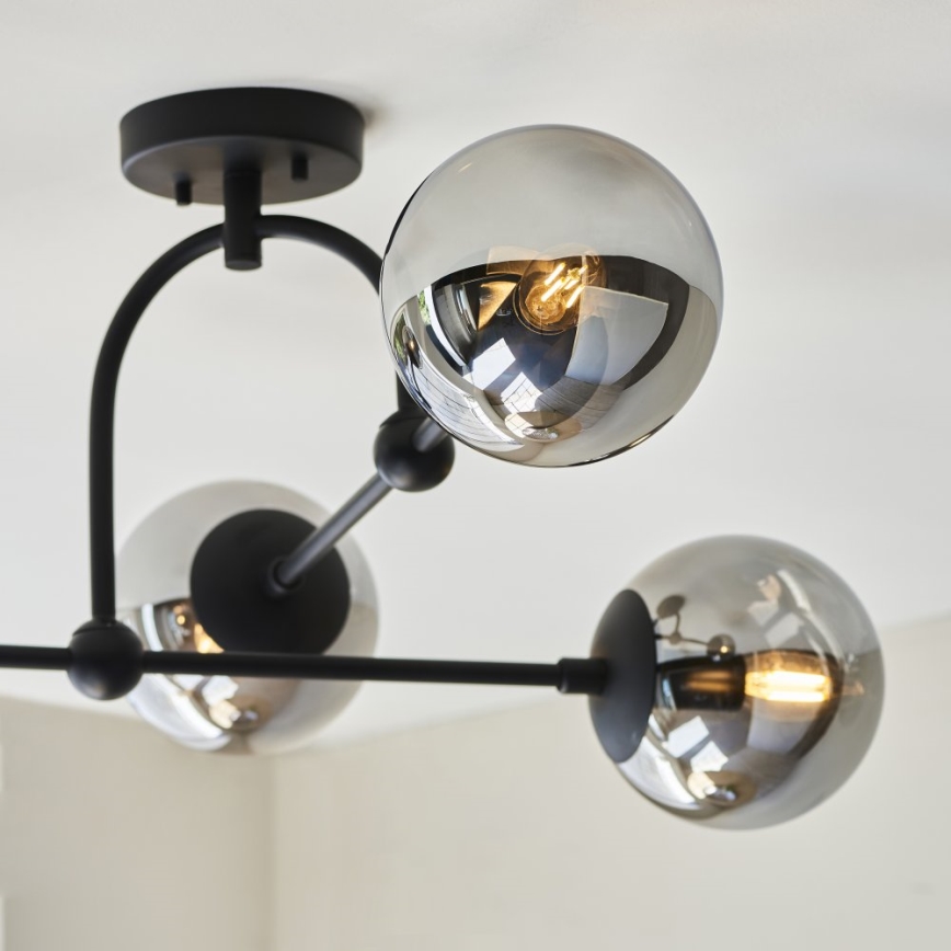 Endon 106662 - Surface-mounted chandelier ONTARIO 4xE14/7W/230V black/smoky