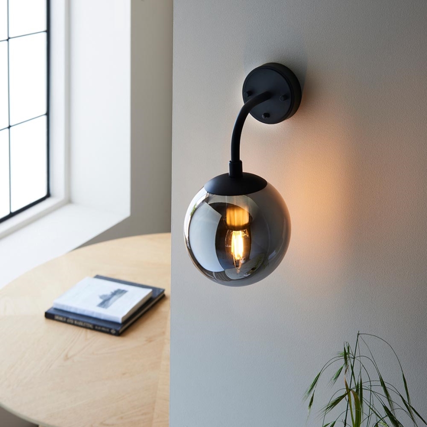 Endon 106664 - Wall light ONTARIO 1xE14/7W/230V black/smoky