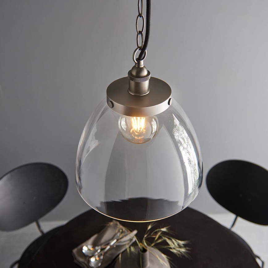 Endon 106896 - HANSEN Chain-Hung Chandelier, 1x E27/10W/230V, Matte Chrome