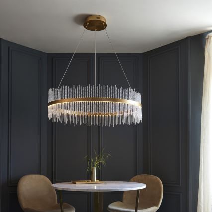 Endon 107672 - ADRIEL Dimmable LED Cable-Hung Chandelier LED/83W/230V 3000K Ø 89 cm Gold/Clear