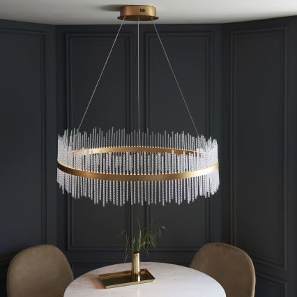 Endon 107672 - ADRIEL Dimmable LED Cable-Hung Chandelier LED/83W/230V 3000K Ø 89 cm Gold/Clear
