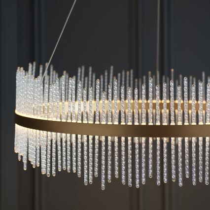 Endon 107672 - ADRIEL Dimmable LED Cable-Hung Chandelier LED/83W/230V 3000K Ø 89 cm Gold/Clear