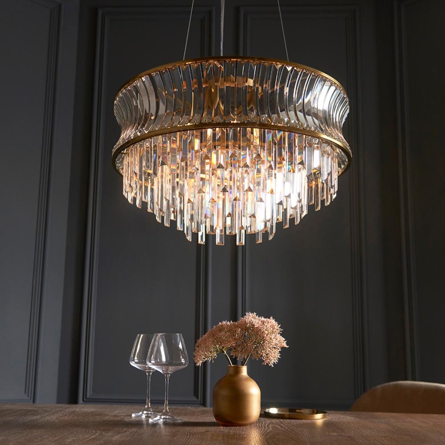Endon 107785 - Cable-suspended chandelier, 9xE14/6W/230V, gold finish