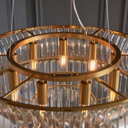 Endon 107785 - Cable-suspended chandelier, 9xE14/6W/230V, gold finish