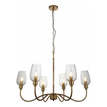 Endon 107791 - Chain-hung 6-light chandelier, E14/6W/230V, brass finish