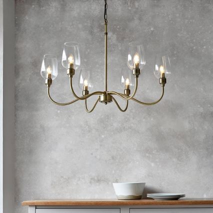 Endon 107791 - Chain-hung 6-light chandelier, E14/6W/230V, brass finish