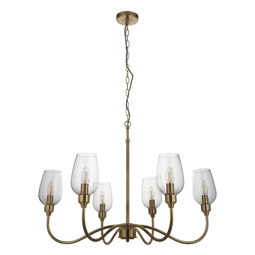 Endon 107791 - Chain-hung 6-light chandelier, E14/6W/230V, brass finish
