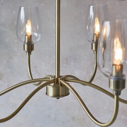 Endon 107791 - Chain-hung 6-light chandelier, E14/6W/230V, brass finish