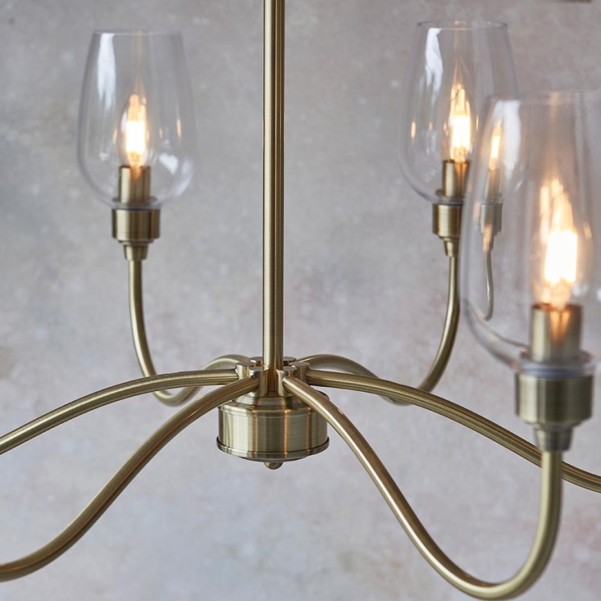 Endon 107791 - Chain-hung 6-light chandelier, E14/6W/230V, brass finish