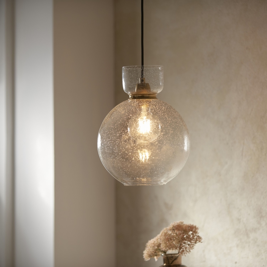 Endon 107948 - Cable-Hung Pendant, 1x E27/10W/230V, Gold/Smoky Grey