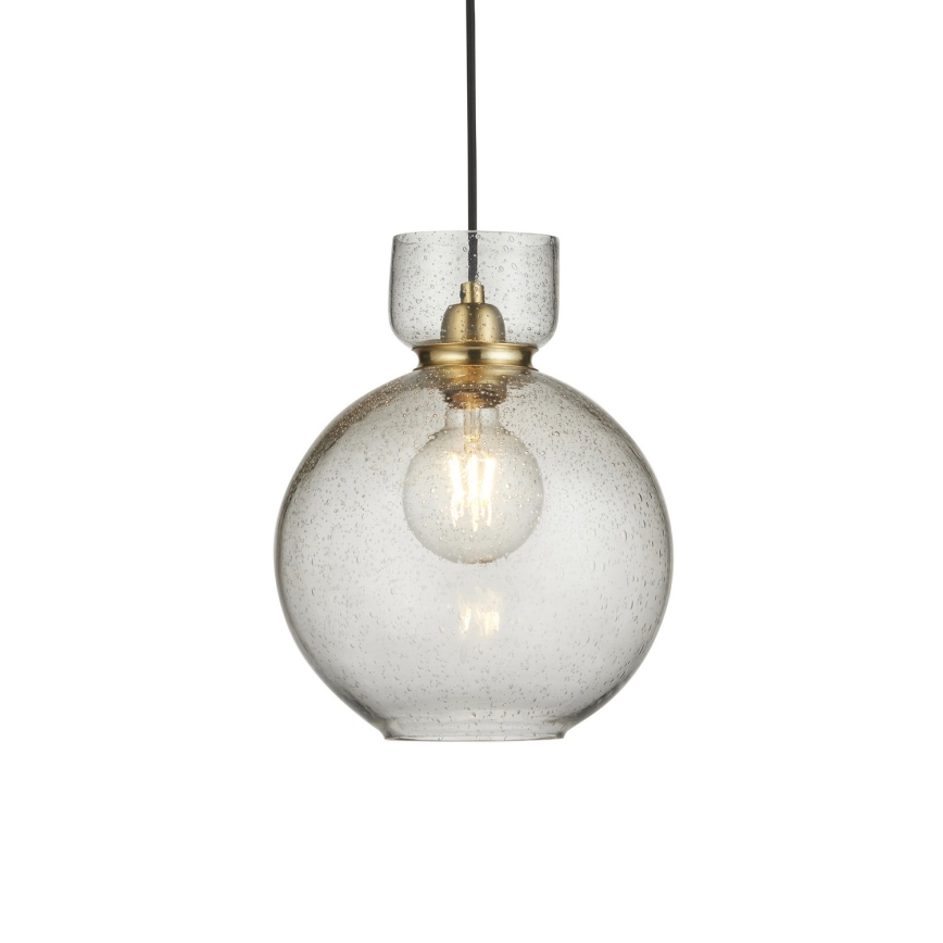 Endon 107948 - Cable-Hung Pendant, 1x E27/10W/230V, Gold/Smoky Grey