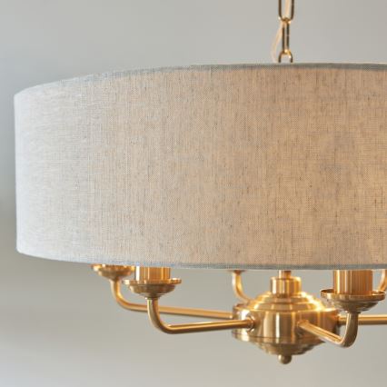 Endon 110722 - Chain-hung chandelier HIGHCLERE 6xE14/40W/230V beige/brass Ø 55 cm