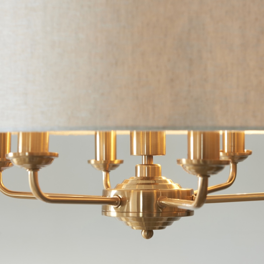 Endon 110722 - Chandelier on a chain HIGHCLERE 6xE14/6W/230V beige/brass d. 55 cm