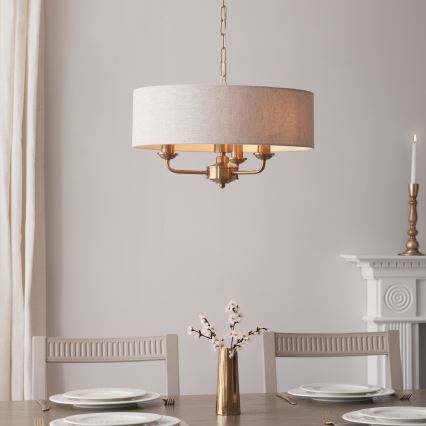 Endon 110723 - Chandelier on a chain HIGHCLERE 3xE14/40W/230V beige/brass