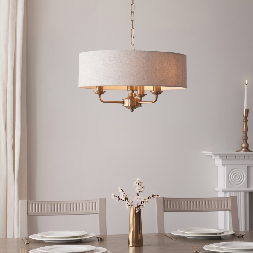 Endon 110723 - Chandelier on a chain HIGHCLERE 3xE14/40W/230V beige/brass