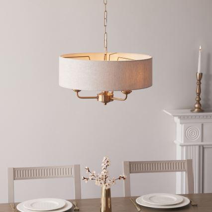 Endon 110723 - Chandelier on a chain HIGHCLERE 3xE14/40W/230V beige/brass