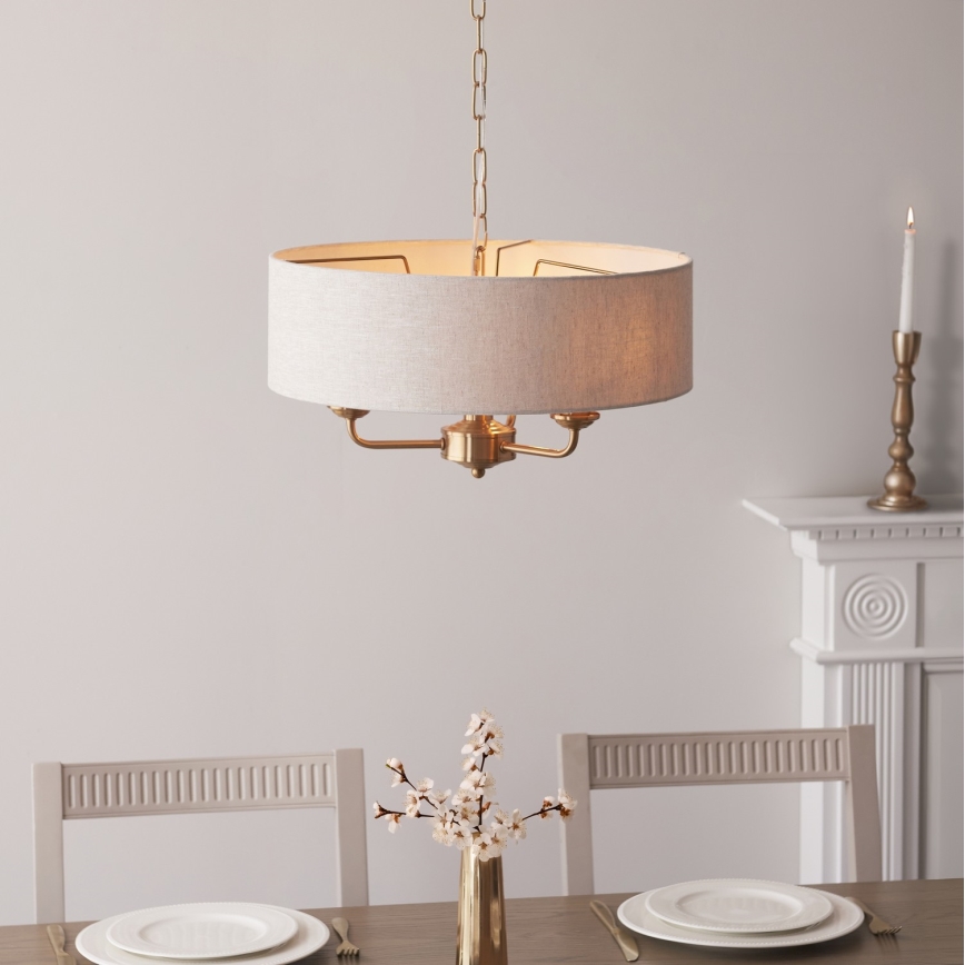 Endon 110723 - Chandelier on a chain HIGHCLERE 3xE14/40W/230V beige/brass