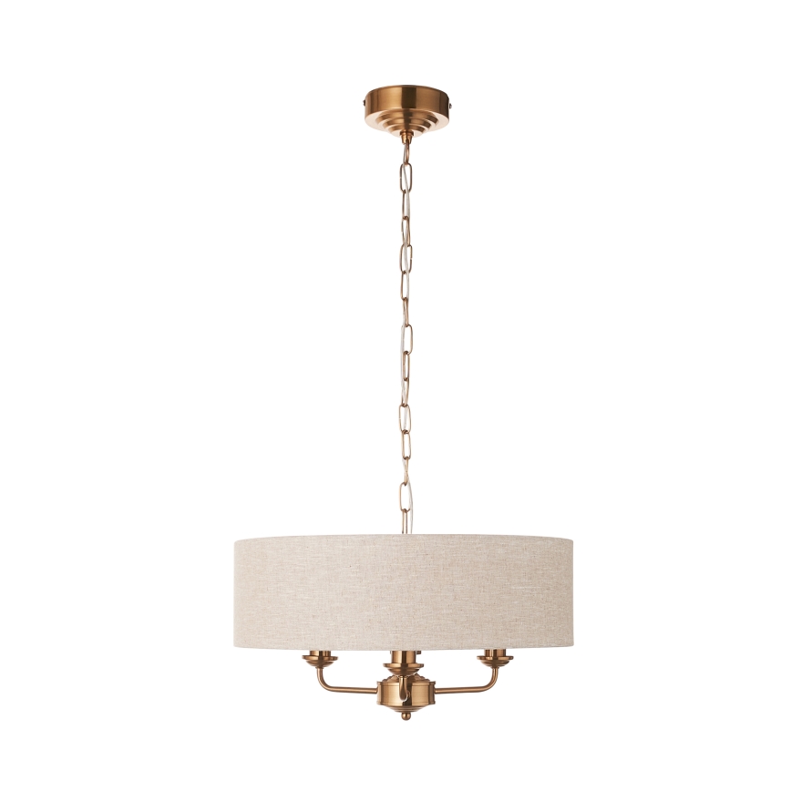 Endon 110723 - Chandelier on a chain HIGHCLERE 3xE14/40W/230V beige/brass