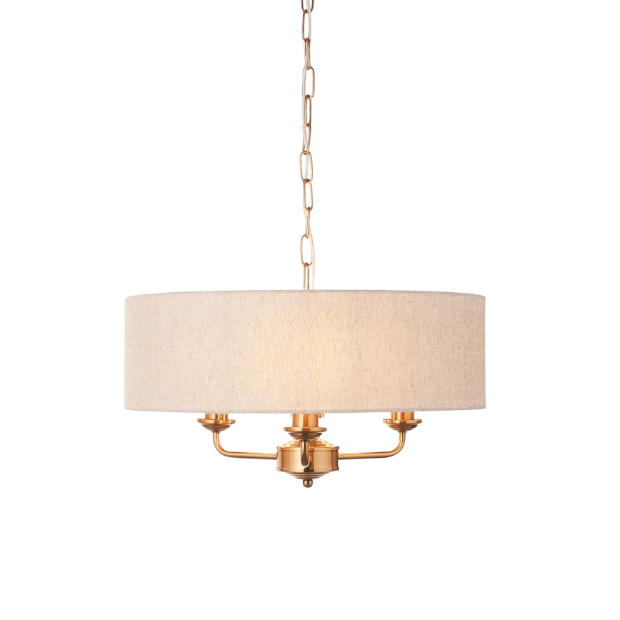 Endon 110723 - Chandelier on a chain HIGHCLERE 3xE14/40W/230V beige/brass