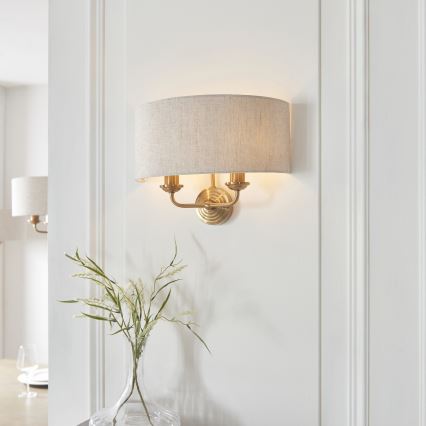 Endon 110726 - Wall light HIGHCLERE 2xE14/40W/230V beige/brass