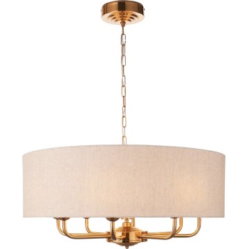 Endon 110727 - Chain-hung chandelier HIGHCLERE 8xE14/6W/230V beige/brass dia. 70 cm