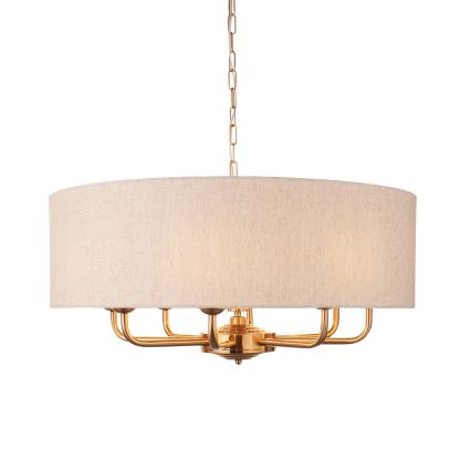 Endon 110727 - Chain-hung chandelier HIGHCLERE 8xE14/6W/230V beige/brass dia. 70 cm