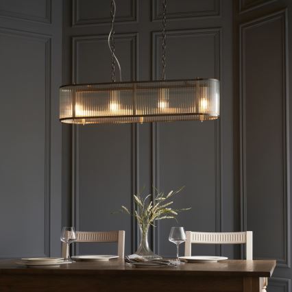 Endon 110945 - Chandelier on a chain RIDGETON 4xE14/6W/230V brass/clear