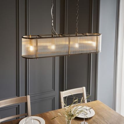 Endon 110945 - Chandelier on a chain RIDGETON 4xE14/6W/230V brass/clear