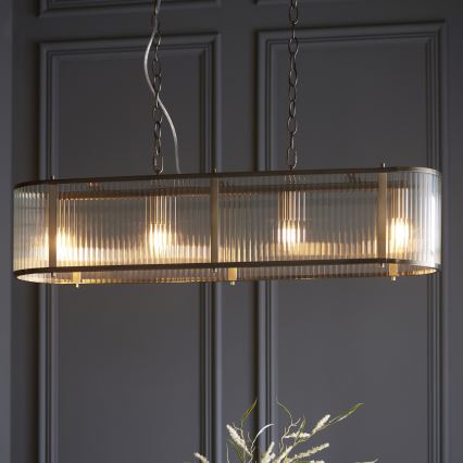 Endon 110945 - Chandelier on a chain RIDGETON 4xE14/6W/230V brass/clear