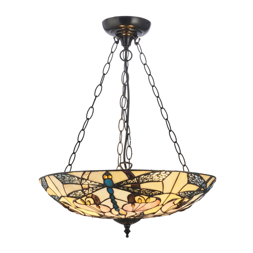 Endon 111869 - Chain chandelier Tiffany ASHTON 3xE27/10W/230V Ø 45 cm