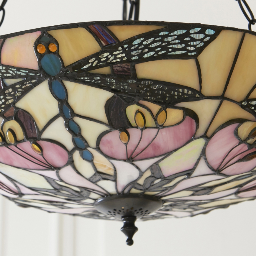 Endon 111869 - Chain chandelier Tiffany ASHTON 3xE27/10W/230V Ø 45 cm